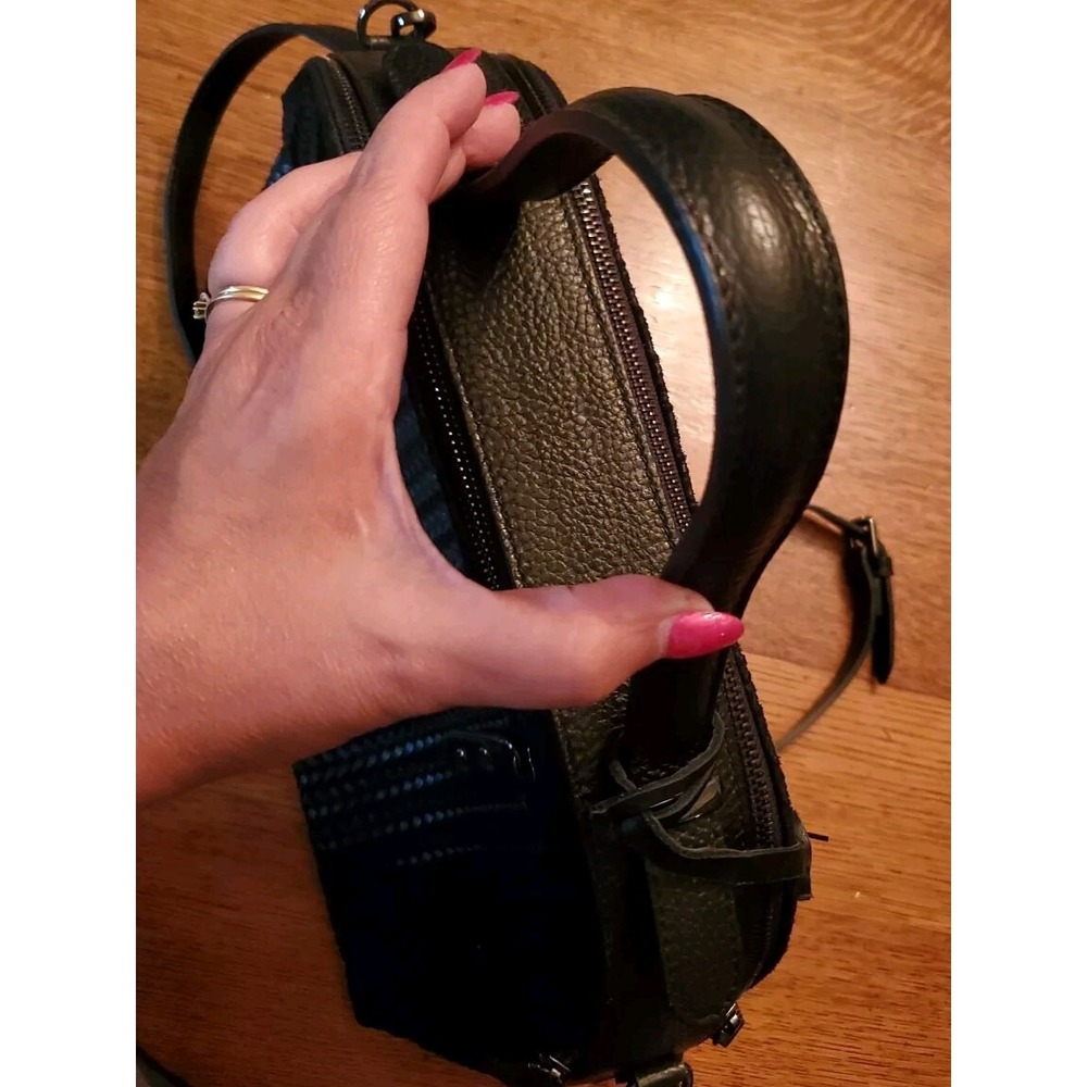 Giorgia Milani Woven Leather Satchel Purse Handbag black Italian Made Crossbody - Picture 5 of 10